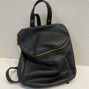 Black Leather Pebbled Hobo RIVER Backpack